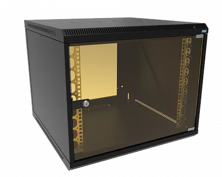 Шкаф телекоммуникационный настенный разборный МИКсистем 19" Lite 9U 600x600  дверь стекло черный