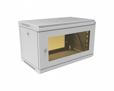 Шкаф телекоммуникационный настенный разборный МИКсистем 19" Keys 6U 600x350  дверь стекло серый