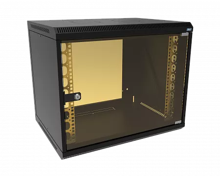 Шкаф телекоммуникационный настенный разборный МИКсистем 19" Lite 9U 600x450  дверь стекло черный