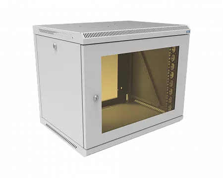 Шкаф телекоммуникационный настенный разборный МИКсистем 19" Keys 9U 600x450  дверь стекло серый