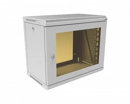 Шкаф телекоммуникационный настенный разборный МИКсистем 19" Keys 9U 600x350  дверь стекло серый