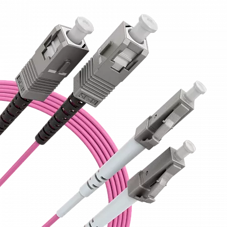 Шнур оптический переходной (патч-корд) LANMIR двойной многомодовый MM 50/125 OM4 LC/UPC-SC/UPC LSZH нг(А)-HF 5 м маджента