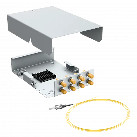 Кросс оптический настенный LANMIR укомплектованный 8 розеток ST/UPC 8 портов SM 9/125 OS2 1U серый