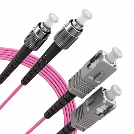 Шнур оптический переходной (патч-корд) LANMIR двойной многомодовый MM 50/125 OM4 SC/UPC-FC/UPC LSZH нг(А)-HF 5 м маджента